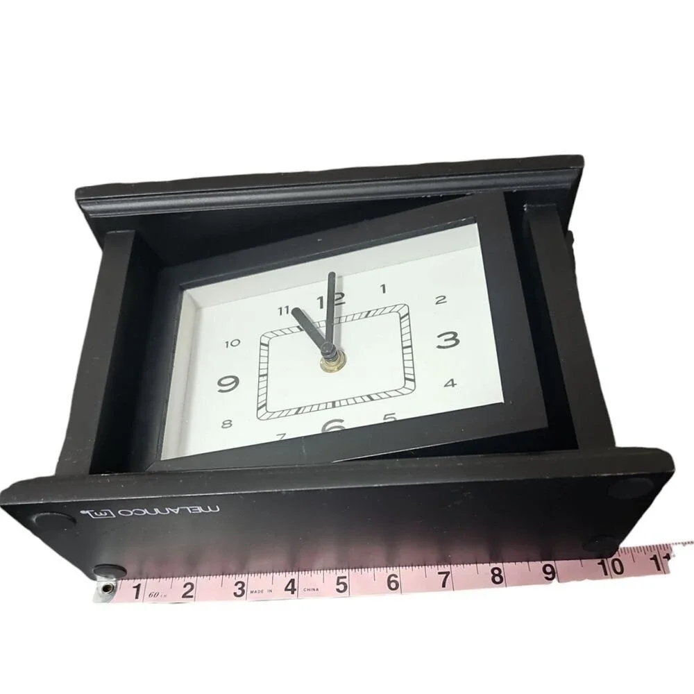 Melannco Elegant Black Clock Picture Frame Modern Design‎ Tabletop Timepiece